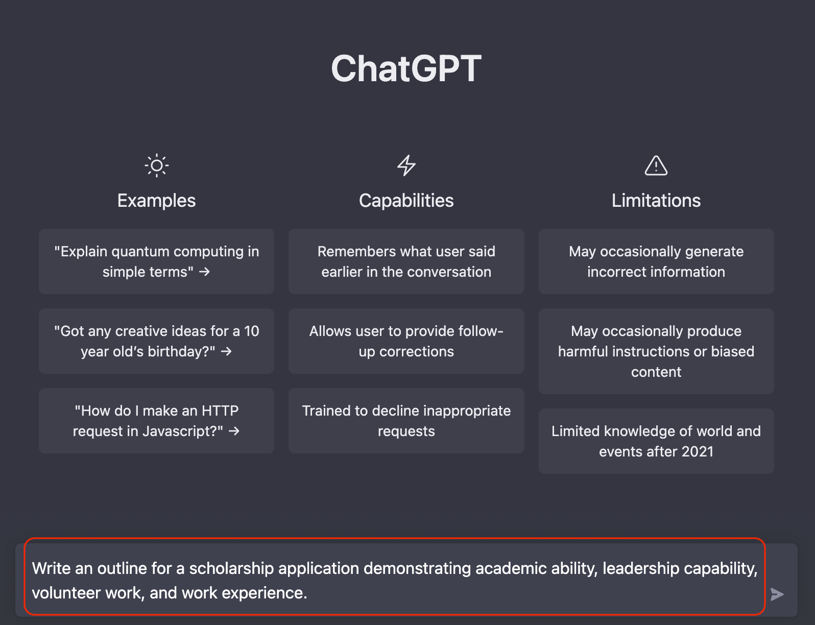 chat gpt for scholarship essays